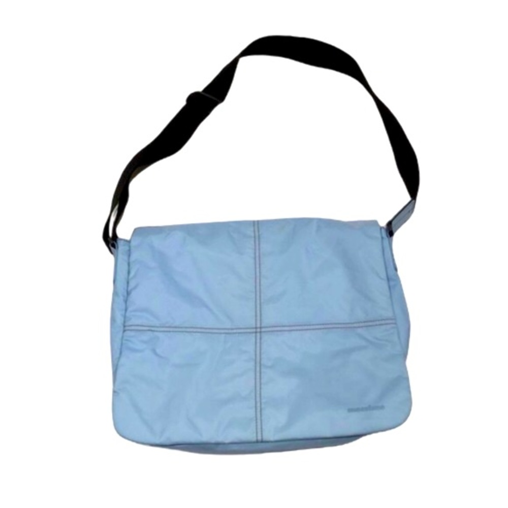 Massimo Sky Blue with brown trim water resistant messenger Bag Sz 14”x12”x3”